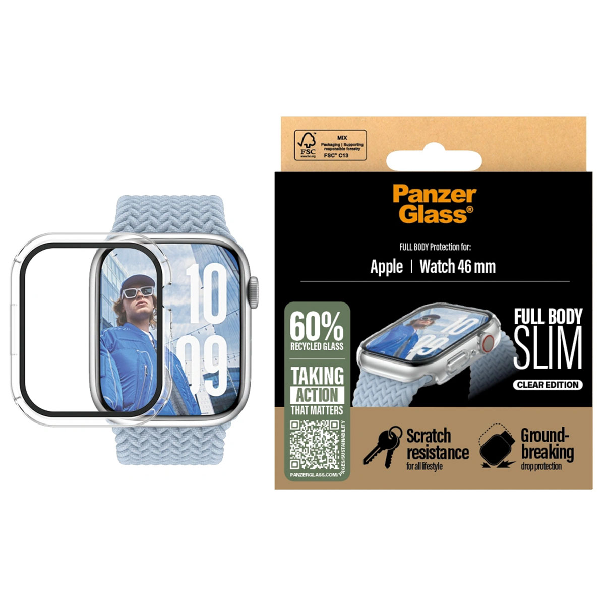 PanzerGlass Full Body Case Slim Apple Watch Series 10 - 46 mm - Transparent