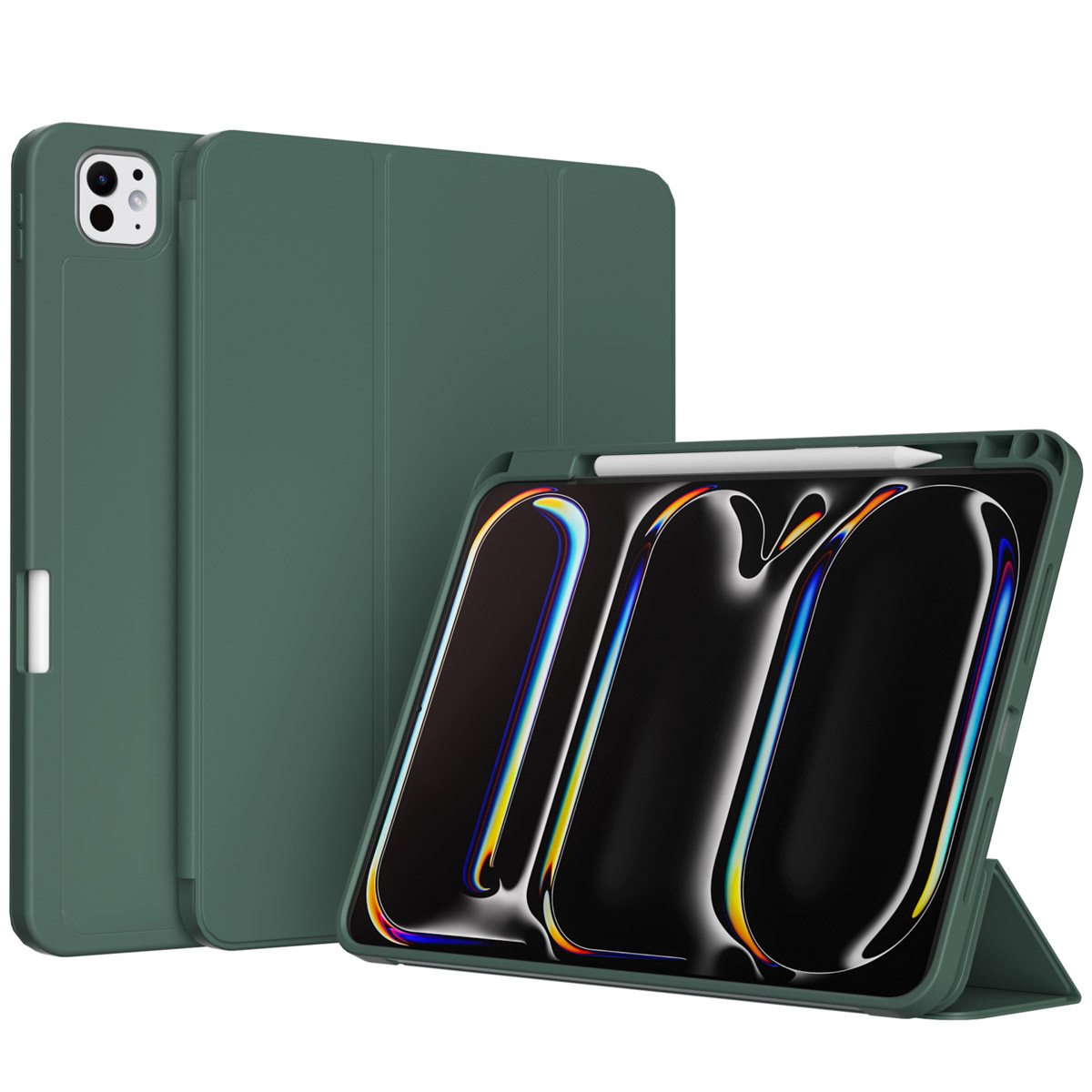Accezz Smart Silicone Bookcase Apple iPad Pro 13 (2024) M4 - Donkergroen