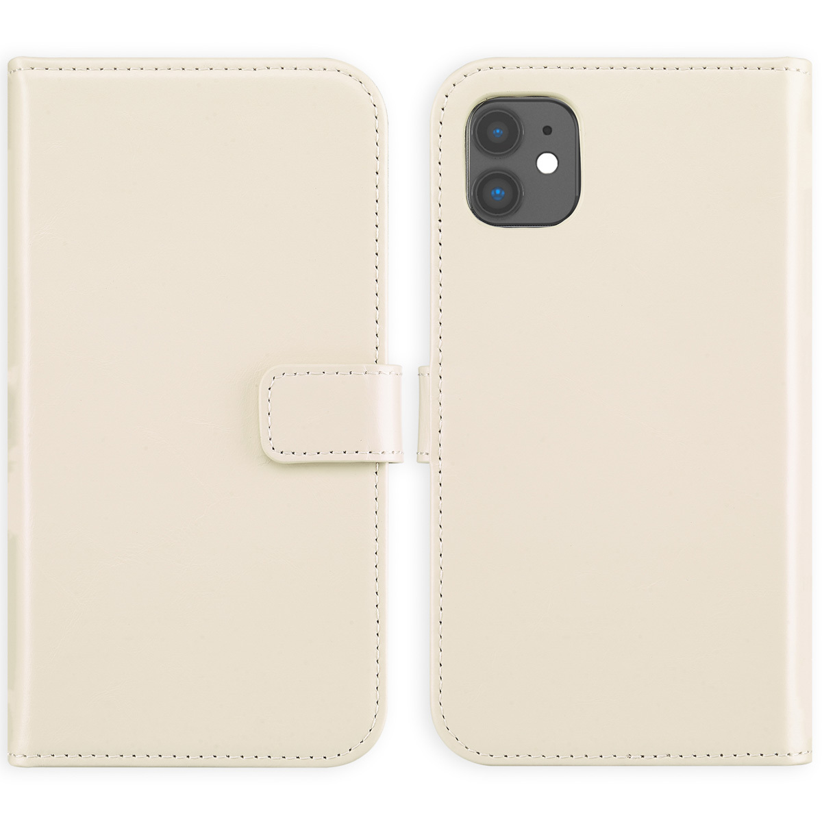 Selencia Echt Lederen Bookcase Apple iPhone 11 - Greige