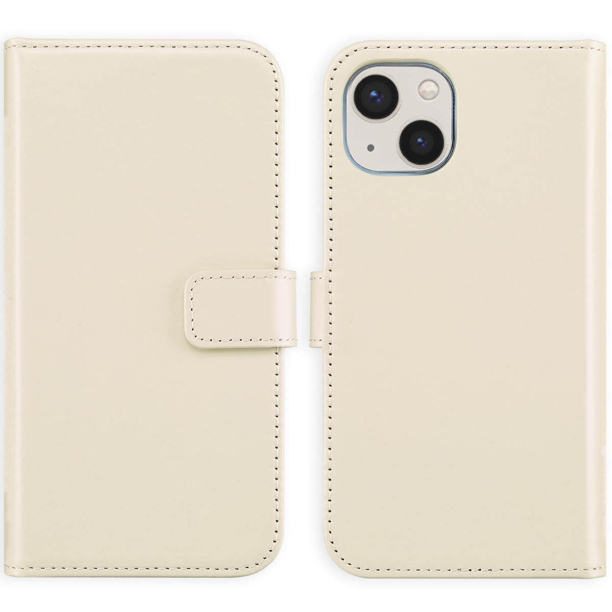 Selencia Echt Lederen Bookcase Apple iPhone 13 - Greige