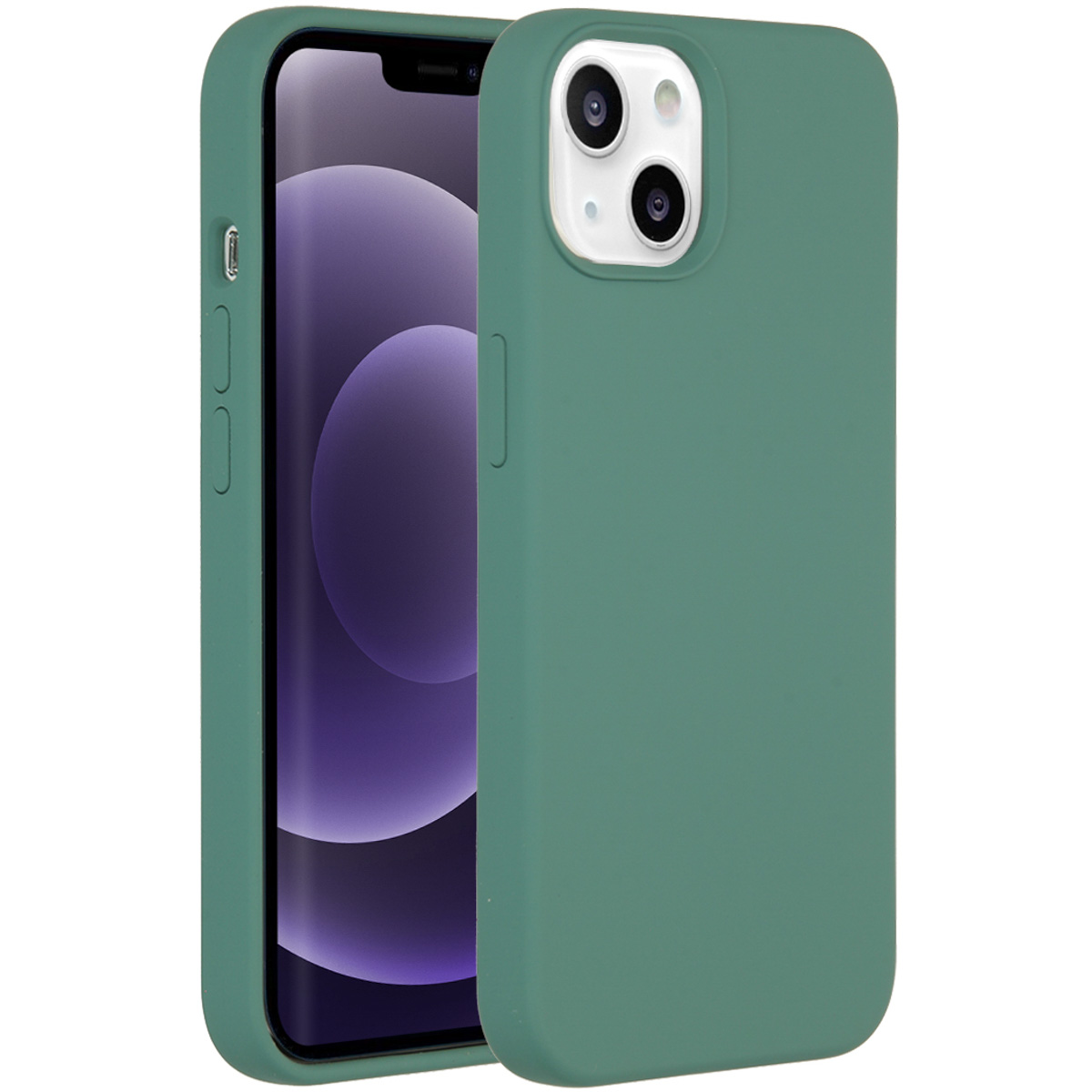 Accezz Liquid Silicone Backcover met MagSafe Apple iPhone 13 - Donkergroen