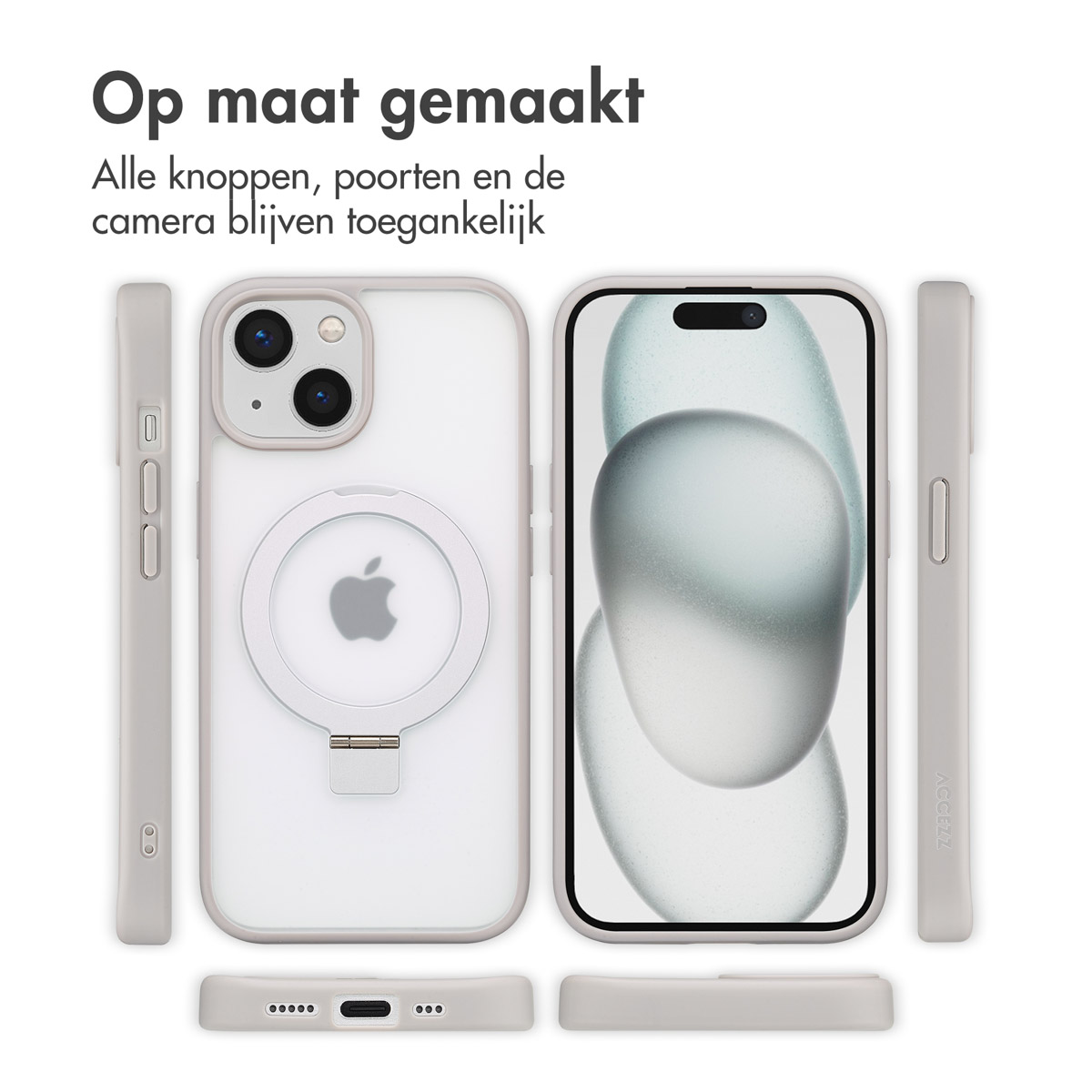 Accezz Ring Stand Backcover met MagSafe Apple iPhone 15 - Grey