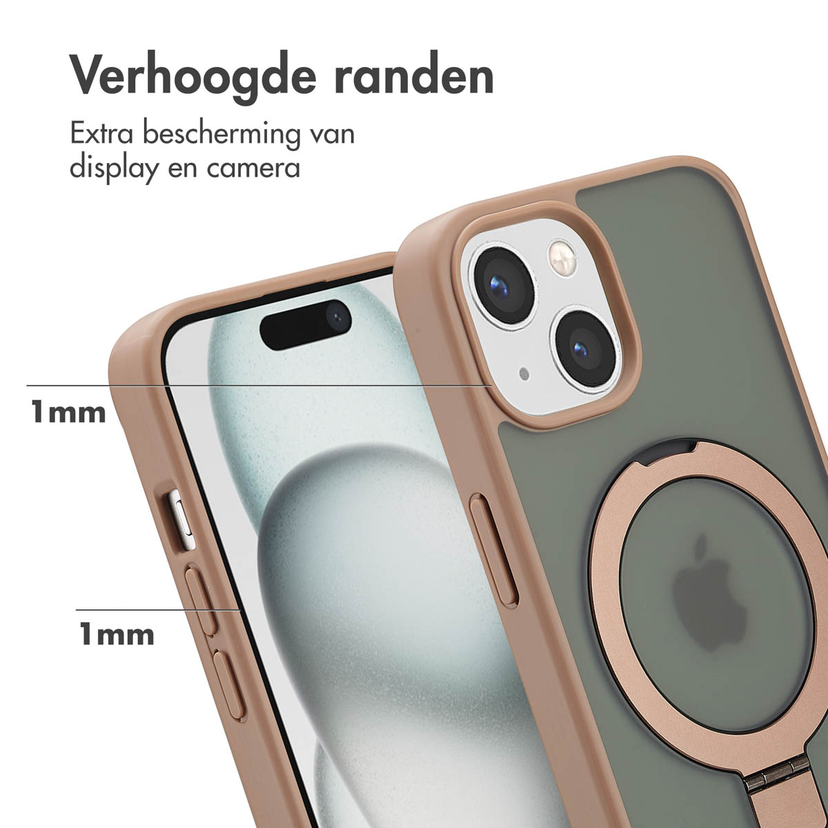 Accezz Ring Stand Backcover met MagSafe Apple iPhone 15 - Brown
