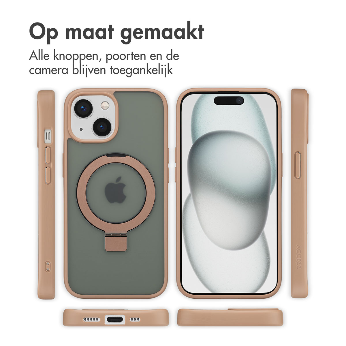 Accezz Ring Stand Backcover met MagSafe Apple iPhone 15 - Brown