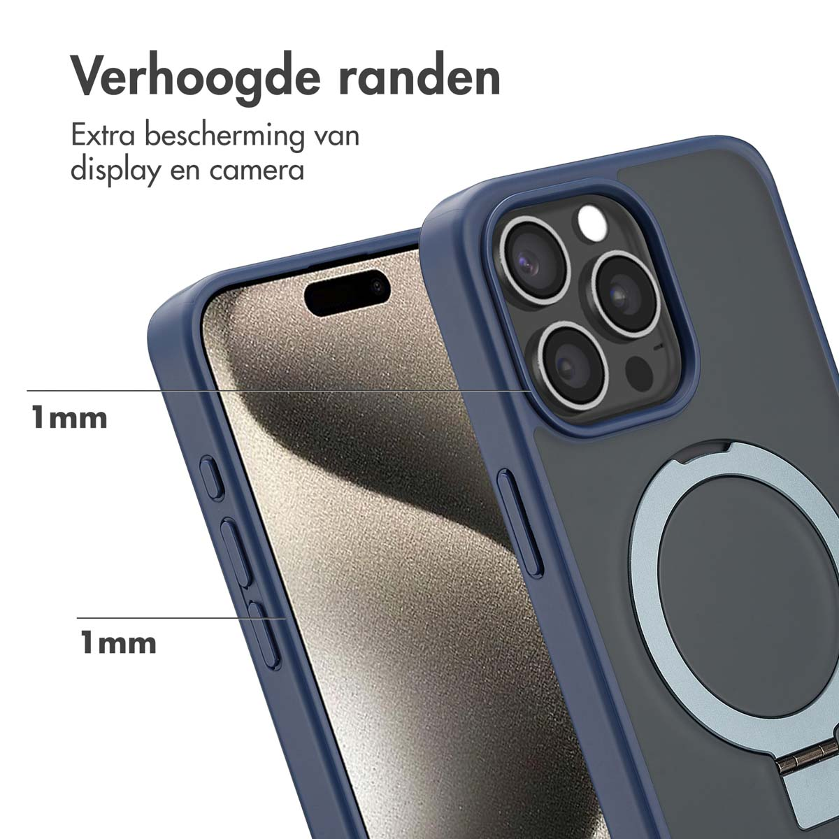 Accezz Ring Stand Backcover met MagSafe Apple iPhone 15 Pro Max - Blue