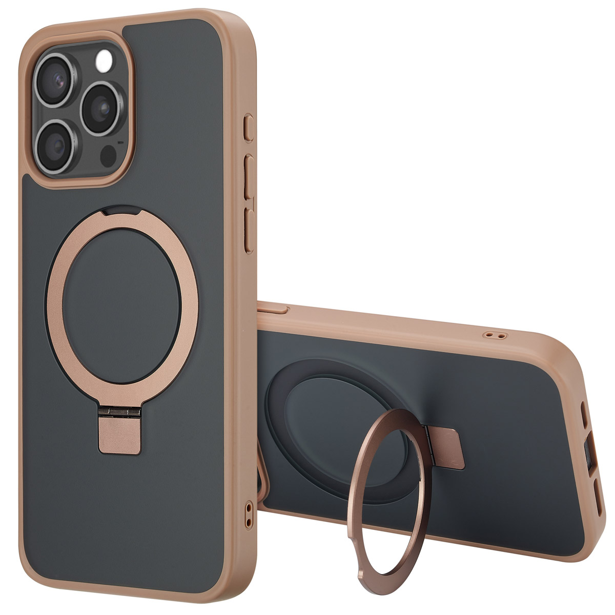 Accezz Ring Stand Backcover met MagSafe Apple iPhone 15 Pro Max - Brown