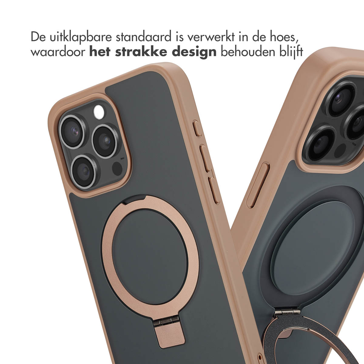 Accezz Ring Stand Backcover met MagSafe Apple iPhone 15 Pro Max - Brown