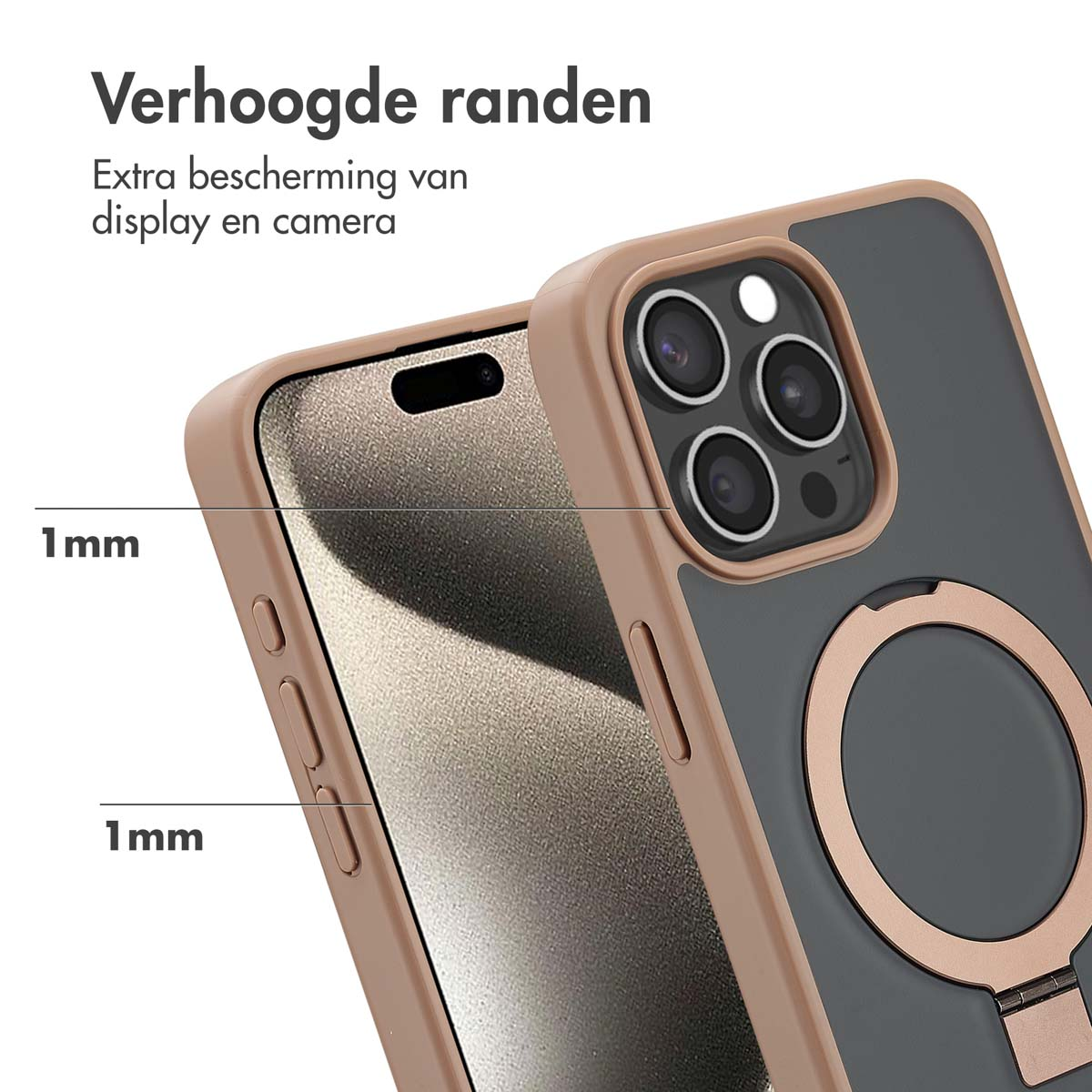 Accezz Ring Stand Backcover met MagSafe Apple iPhone 15 Pro Max - Brown