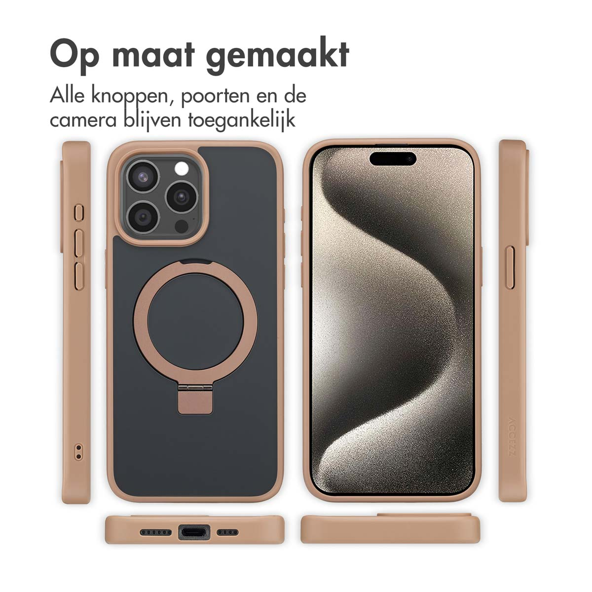 Accezz Ring Stand Backcover met MagSafe Apple iPhone 15 Pro Max - Brown
