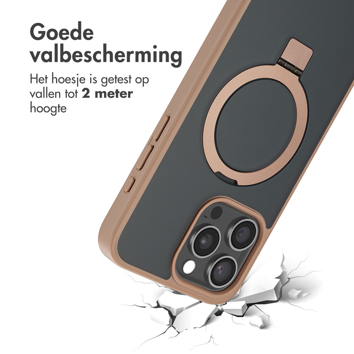 Accezz Ring Stand Backcover met MagSafe Apple iPhone 15 Pro Max - Brown