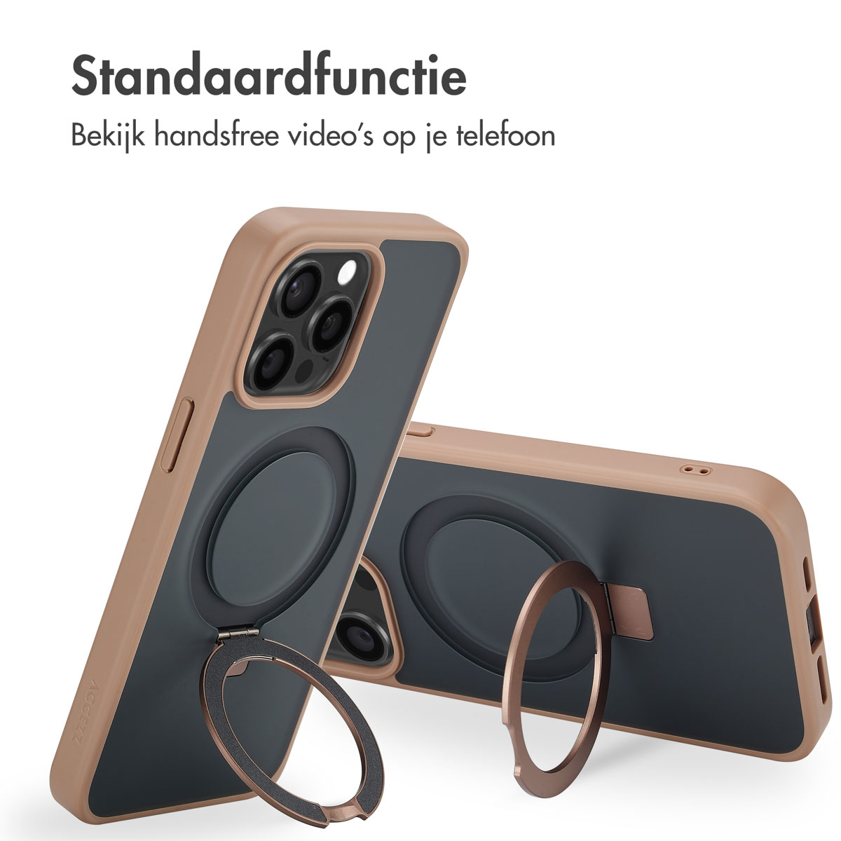 Accezz Ring Stand Backcover met MagSafe Apple iPhone 15 Pro Max - Brown