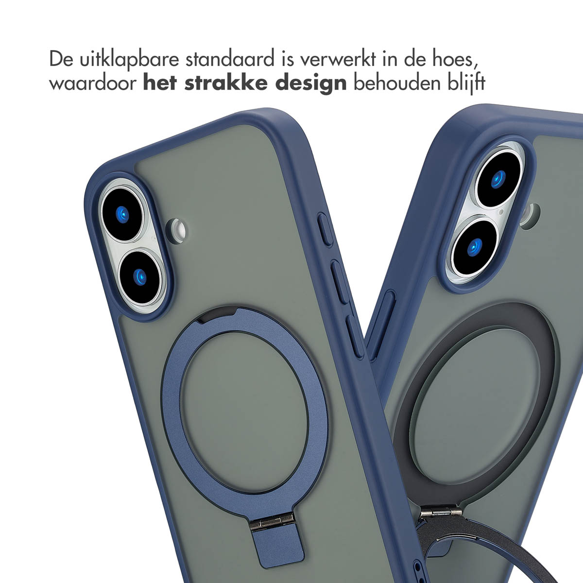 Accezz Ring Stand Backcover met MagSafe Apple iPhone 16 - Blue