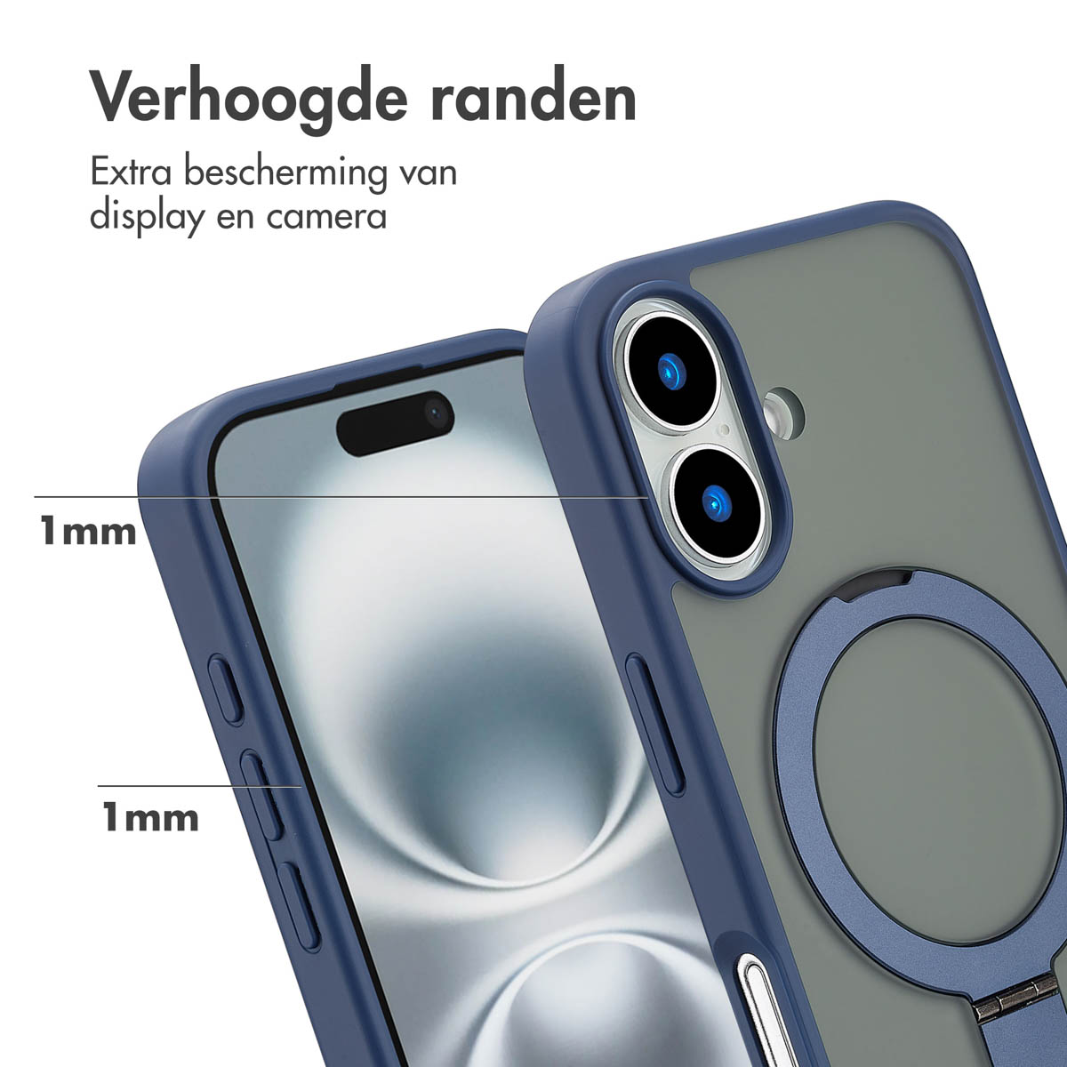 Accezz Ring Stand Backcover met MagSafe Apple iPhone 16 - Blue