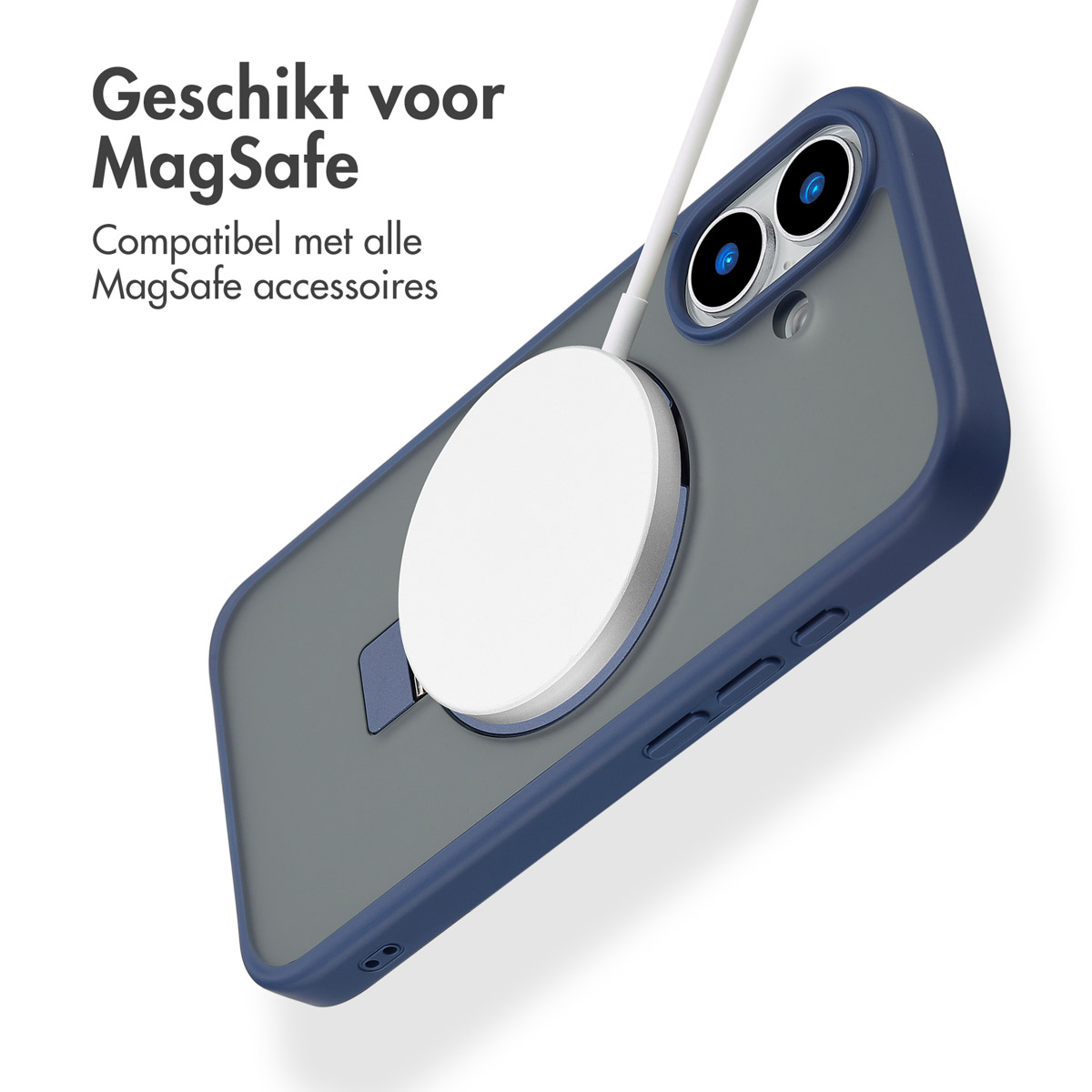 Accezz Ring Stand Backcover met MagSafe Apple iPhone 16 - Blue
