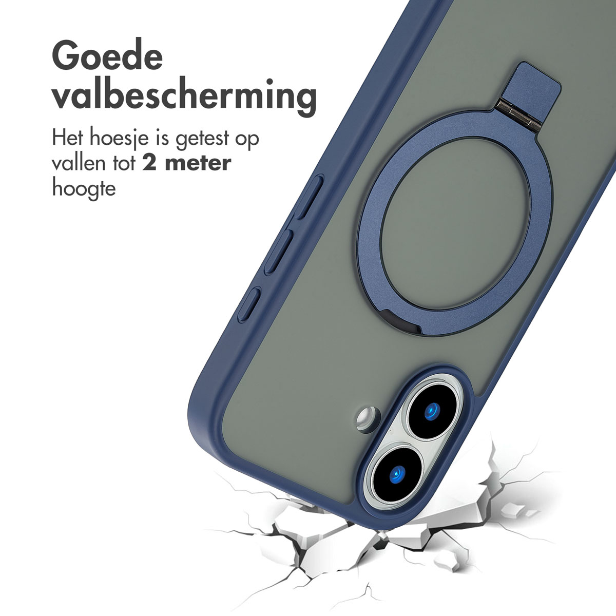 Accezz Ring Stand Backcover met MagSafe Apple iPhone 16 - Blue