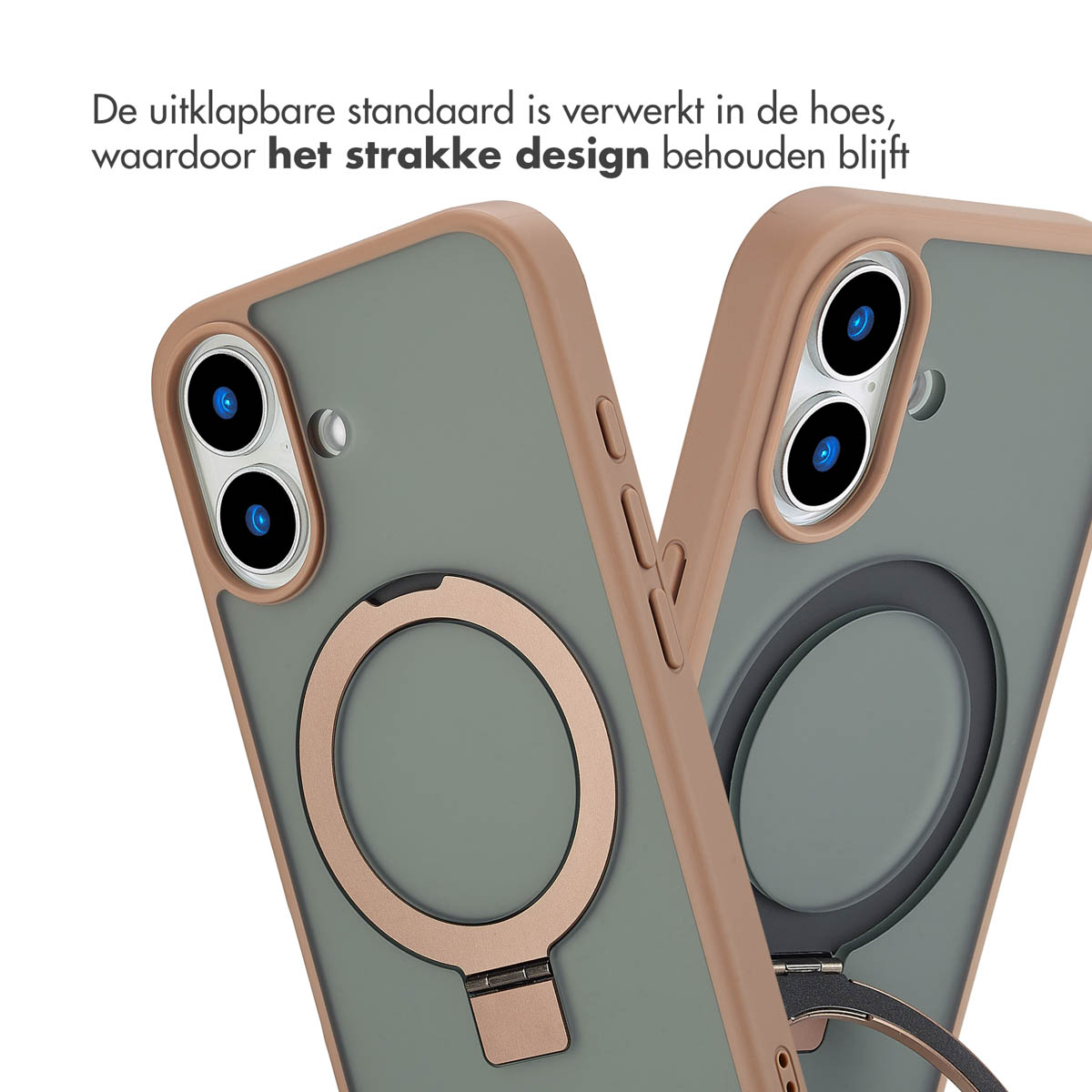Accezz Ring Stand Backcover met MagSafe Apple iPhone 16 - Brown