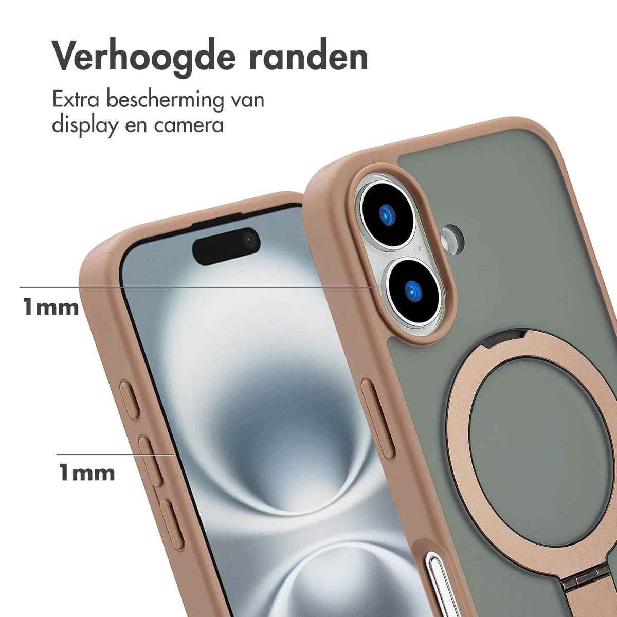 Accezz Ring Stand Backcover met MagSafe Apple iPhone 16 - Brown
