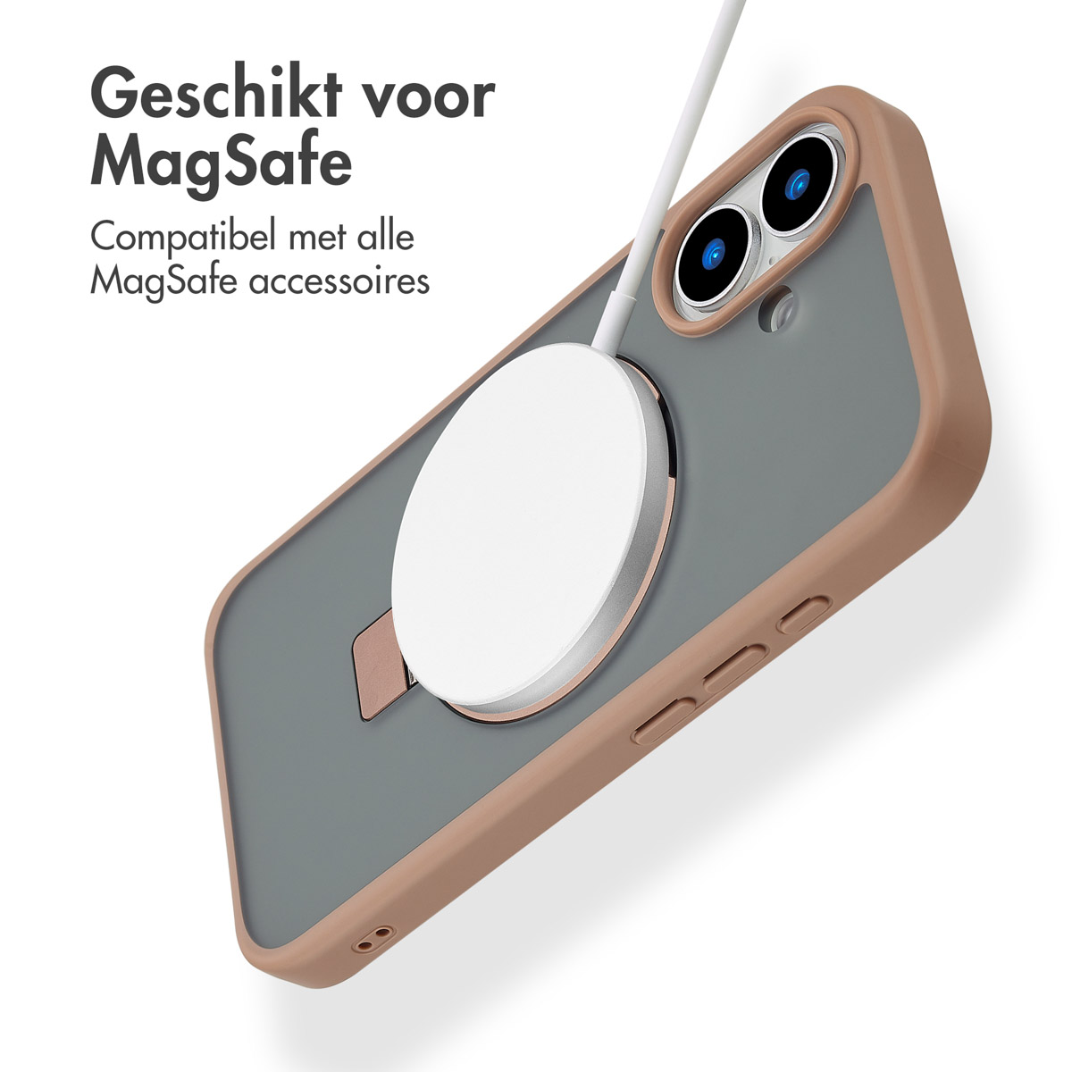 Accezz Ring Stand Backcover met MagSafe Apple iPhone 16 - Brown