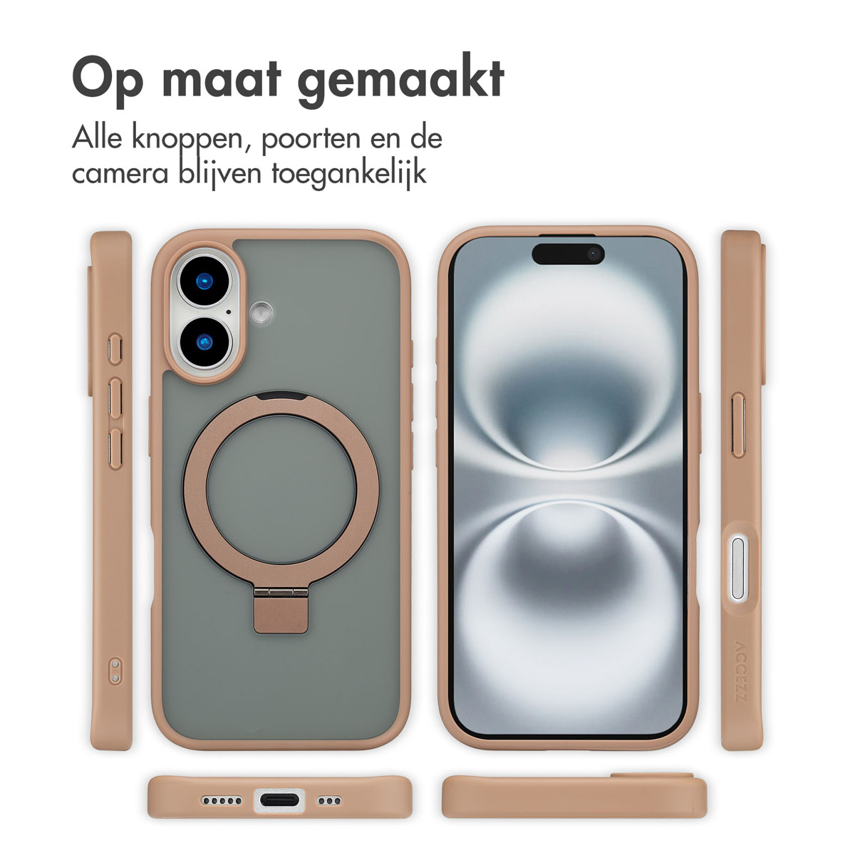 Accezz Ring Stand Backcover met MagSafe Apple iPhone 16 - Brown