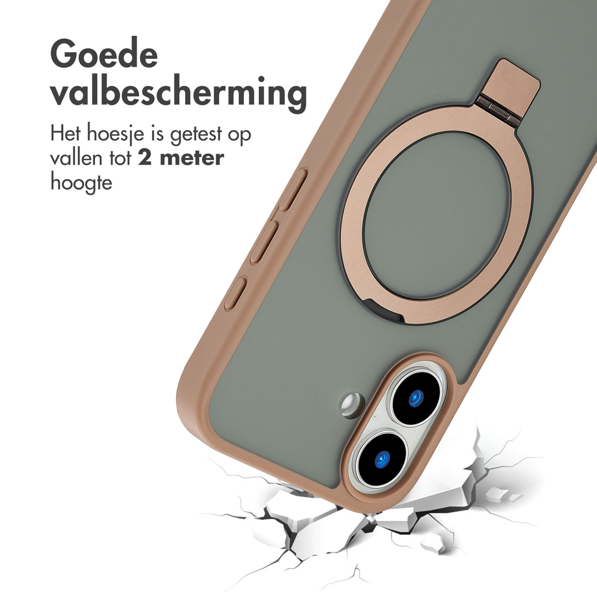 Accezz Ring Stand Backcover met MagSafe Apple iPhone 16 - Brown