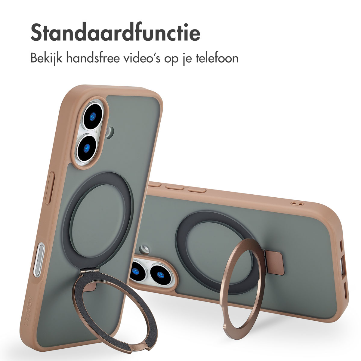 Accezz Ring Stand Backcover met MagSafe Apple iPhone 16 - Brown