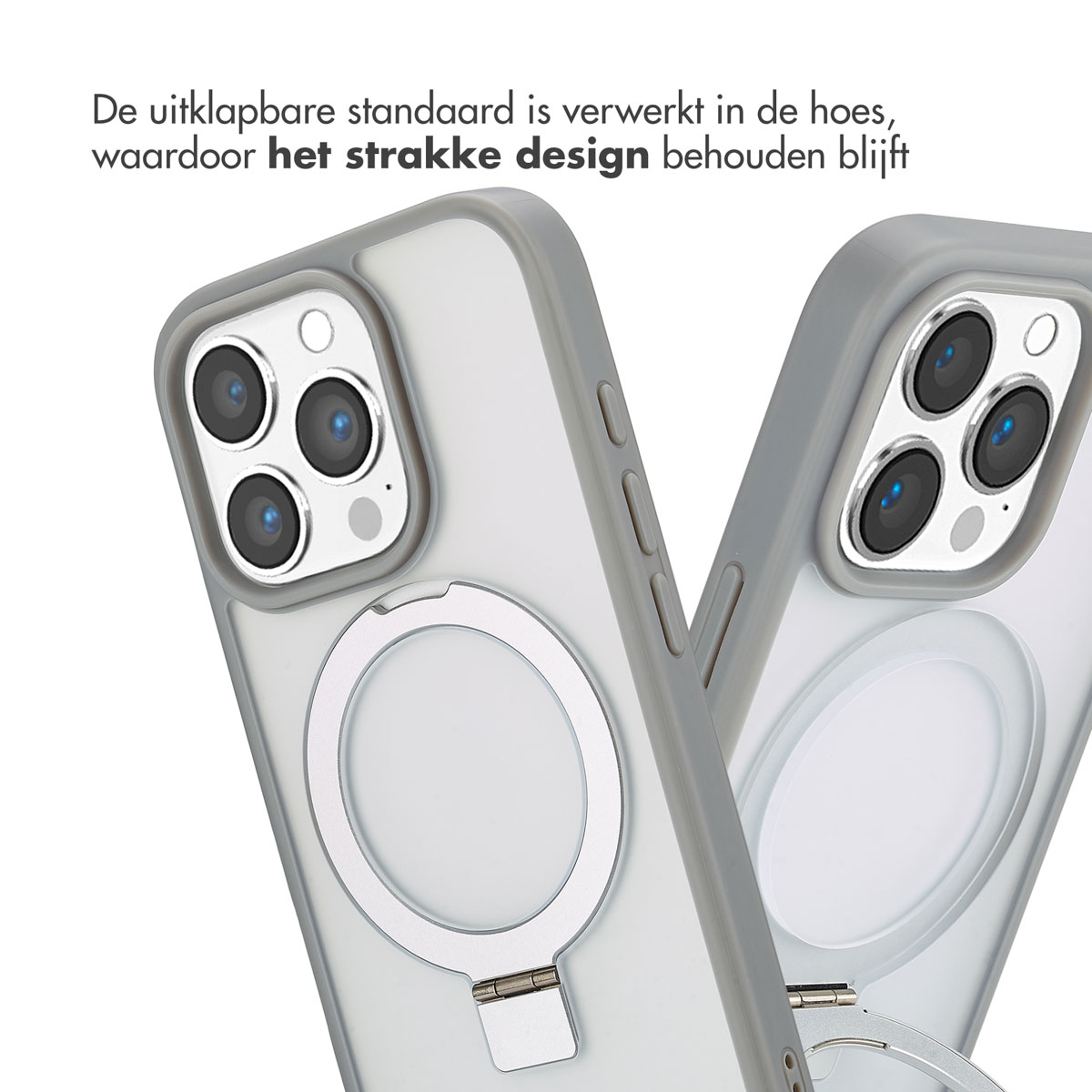 Accezz Ring Stand Backcover met MagSafe Apple iPhone 16 Pro - Grey