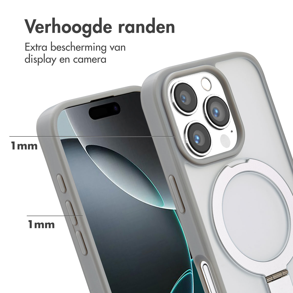 Accezz Ring Stand Backcover met MagSafe Apple iPhone 16 Pro - Grey