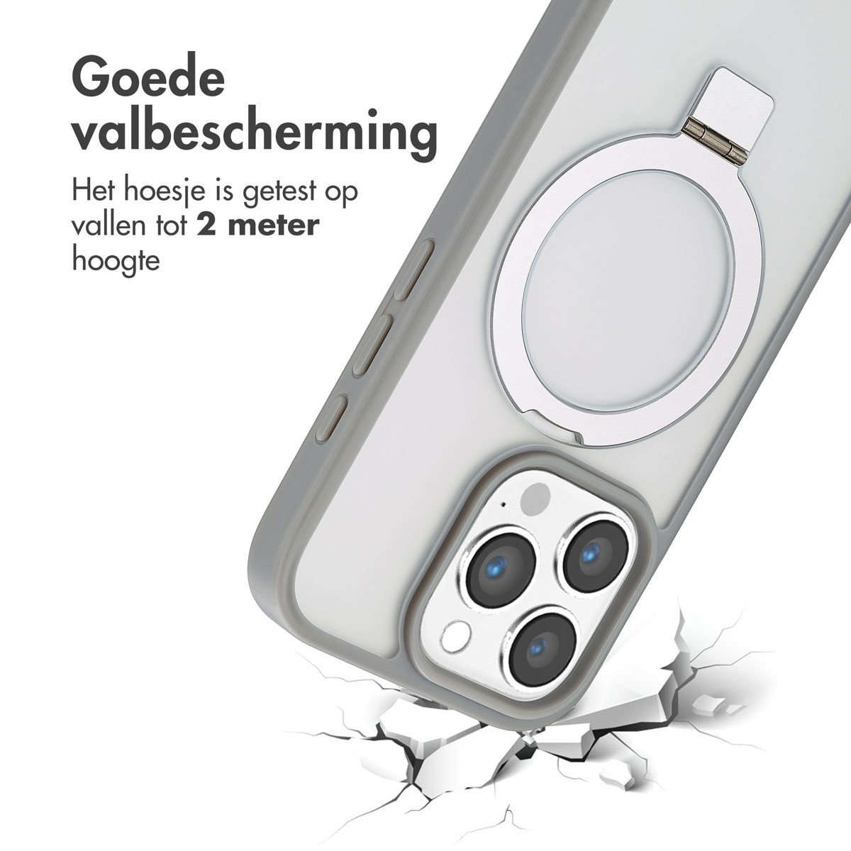 Accezz Ring Stand Backcover met MagSafe Apple iPhone 16 Pro - Grey