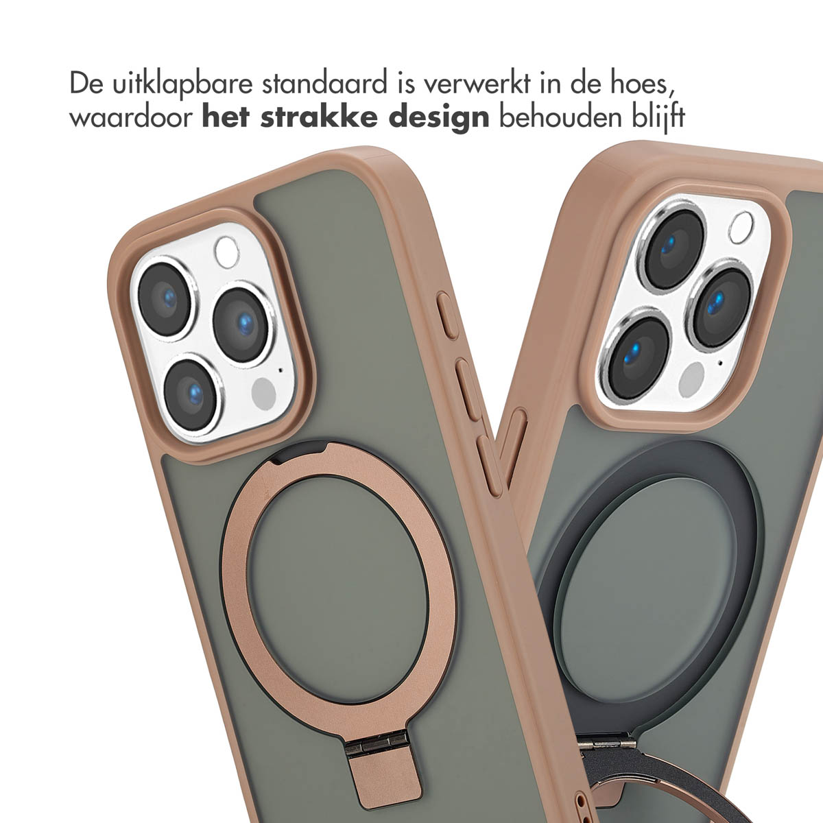 Accezz Ring Stand Backcover met MagSafe Apple iPhone 16 Pro - Brown