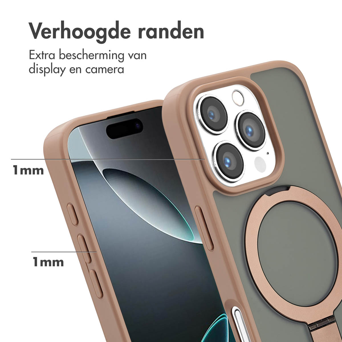 Accezz Ring Stand Backcover met MagSafe Apple iPhone 16 Pro - Brown