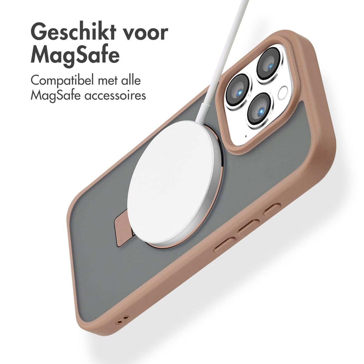 Accezz Ring Stand Backcover met MagSafe Apple iPhone 16 Pro - Brown