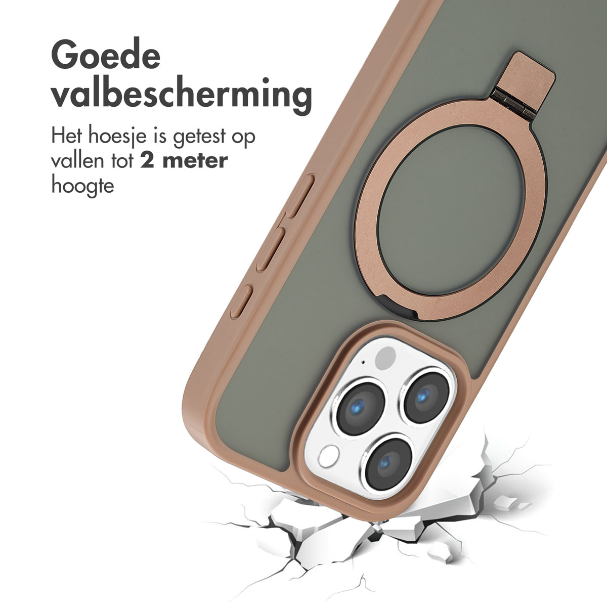 Accezz Ring Stand Backcover met MagSafe Apple iPhone 16 Pro - Brown