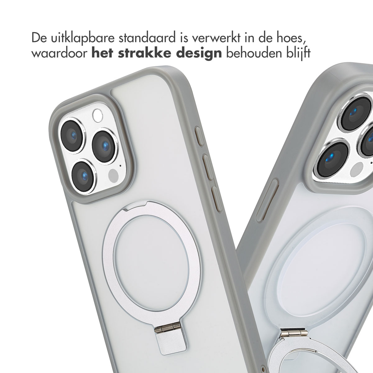 Accezz Ring Stand Backcover met MagSafe Apple iPhone 16 Pro Max - Grey