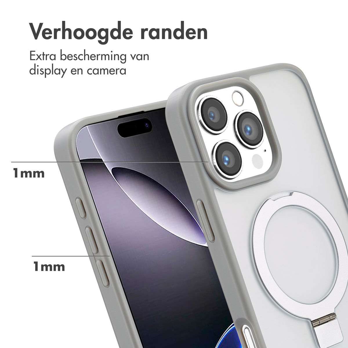 Accezz Ring Stand Backcover met MagSafe Apple iPhone 16 Pro Max - Grey