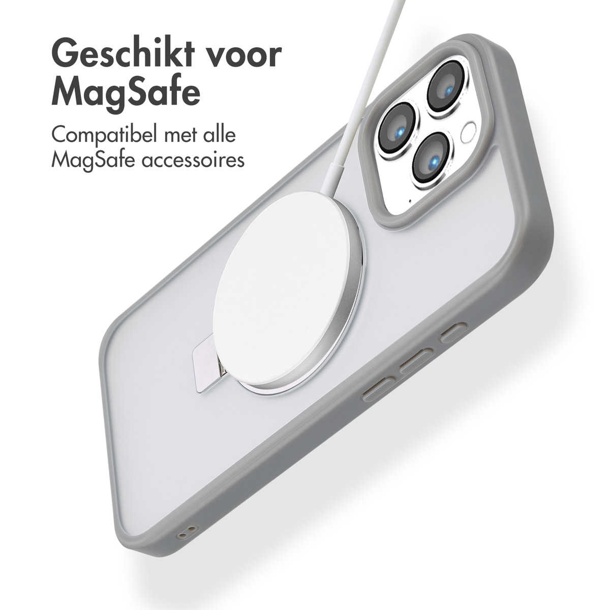 Accezz Ring Stand Backcover met MagSafe Apple iPhone 16 Pro Max - Grey