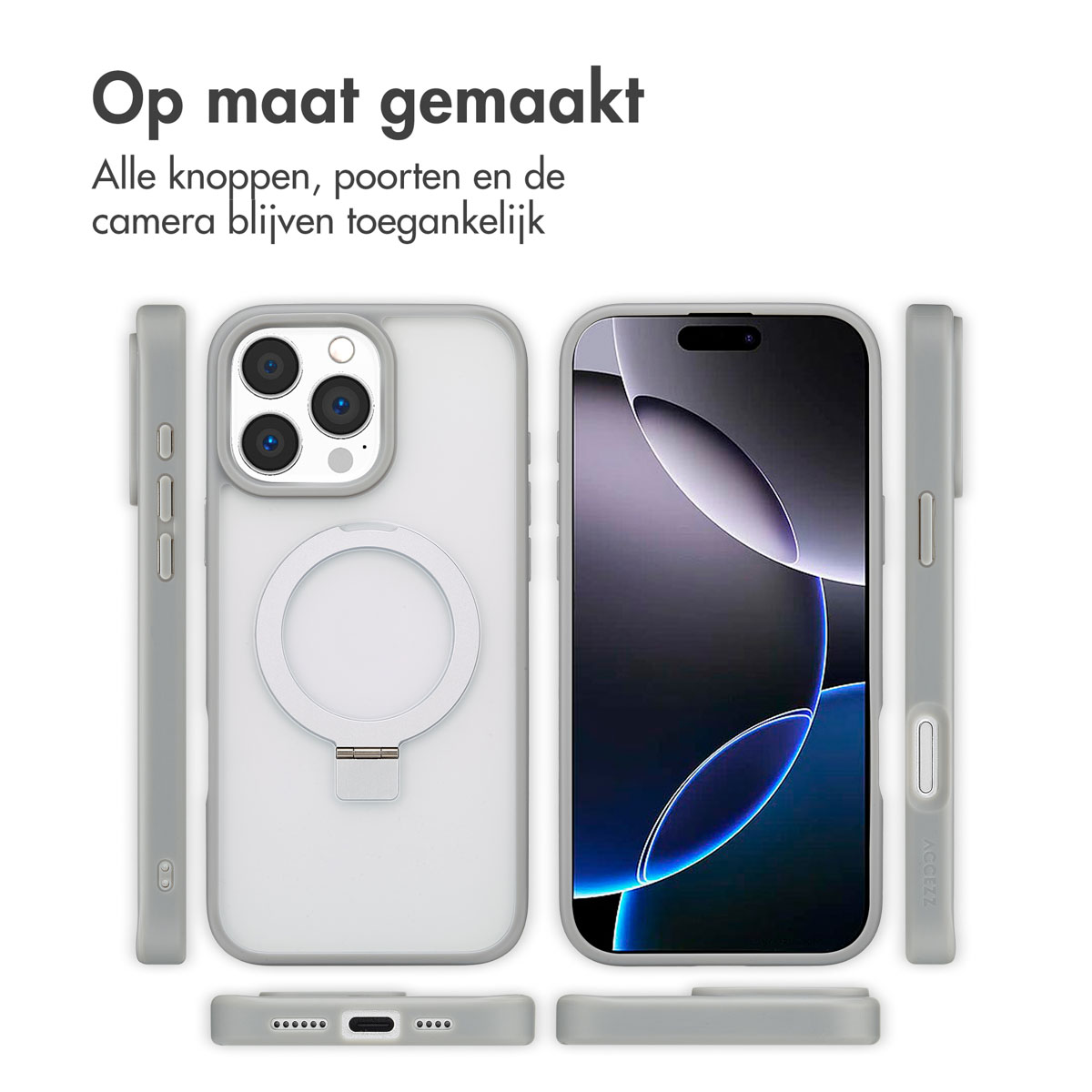 Accezz Ring Stand Backcover met MagSafe Apple iPhone 16 Pro Max - Grey