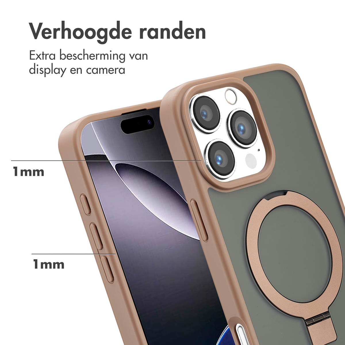Accezz Ring Stand Backcover met MagSafe Apple iPhone 16 Pro Max - Brown