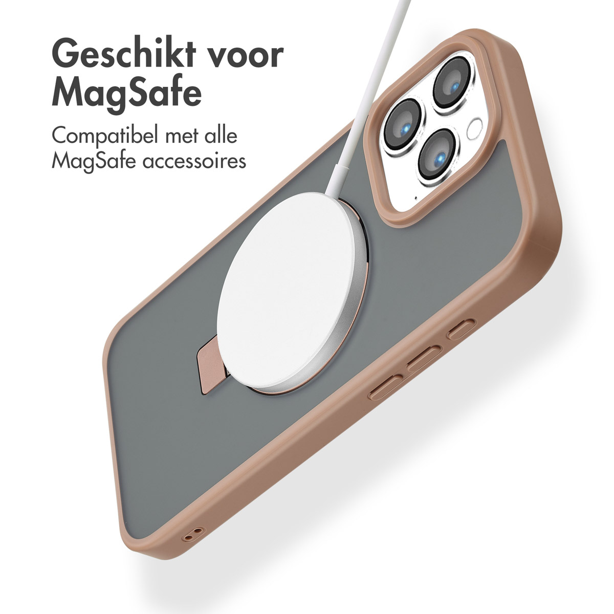 Accezz Ring Stand Backcover met MagSafe Apple iPhone 16 Pro Max - Brown