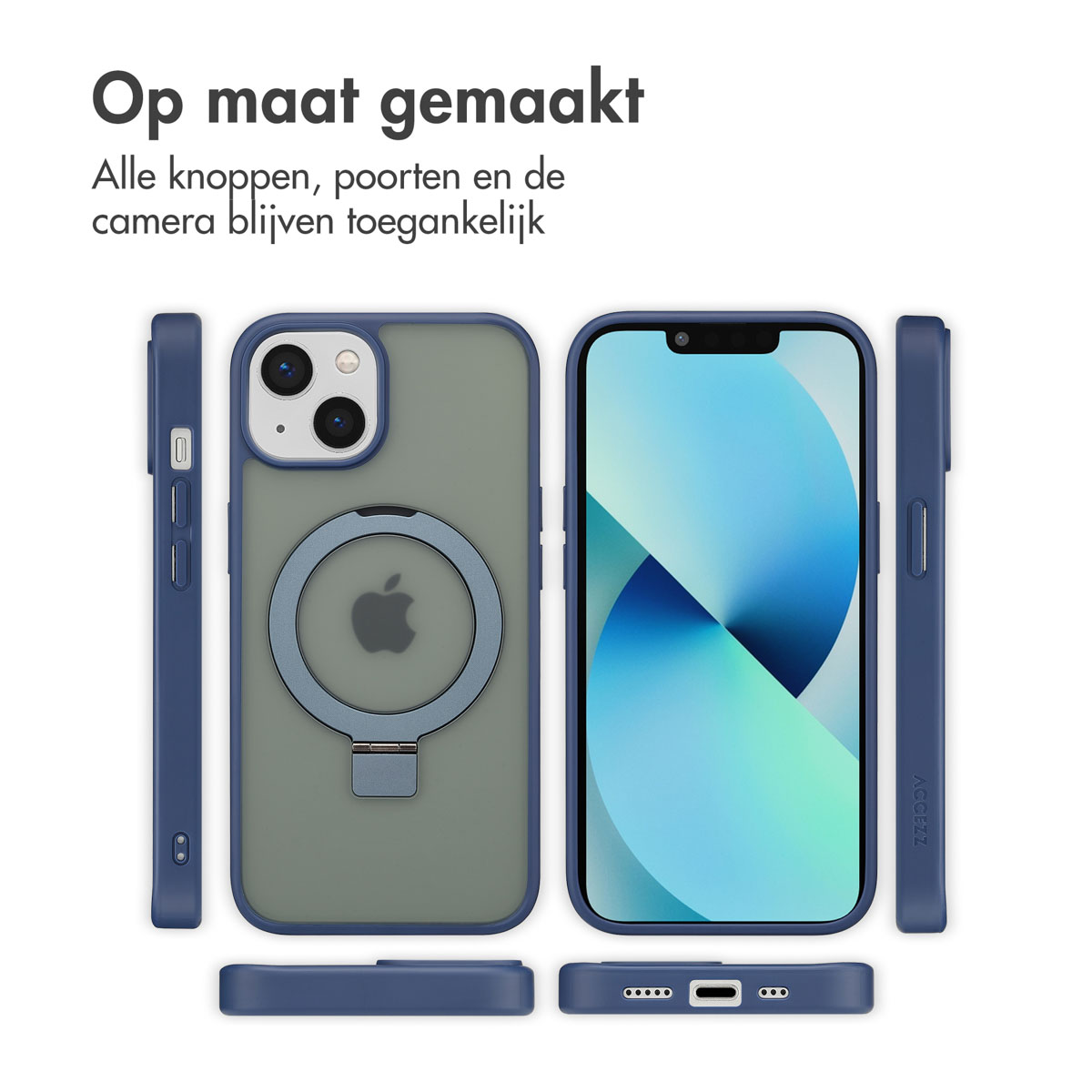 Accezz Ring Stand Backcover met MagSafe Apple iPhone 13 - Blue