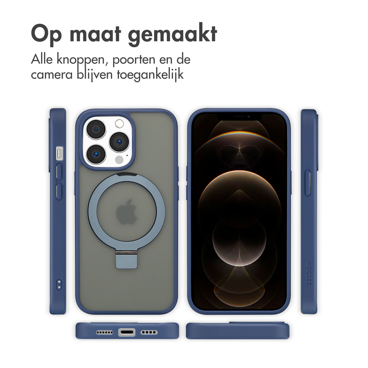 Accezz Ring Stand Backcover met MagSafe Apple iPhone 13 Pro Max - Blue