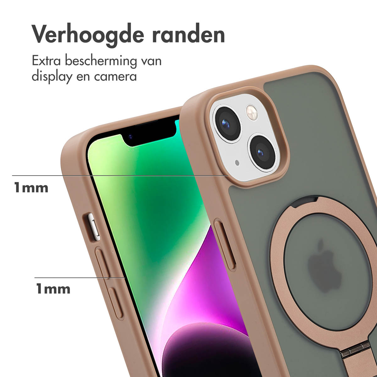 Accezz Ring Stand Backcover met MagSafe Apple iPhone 14 - Brown