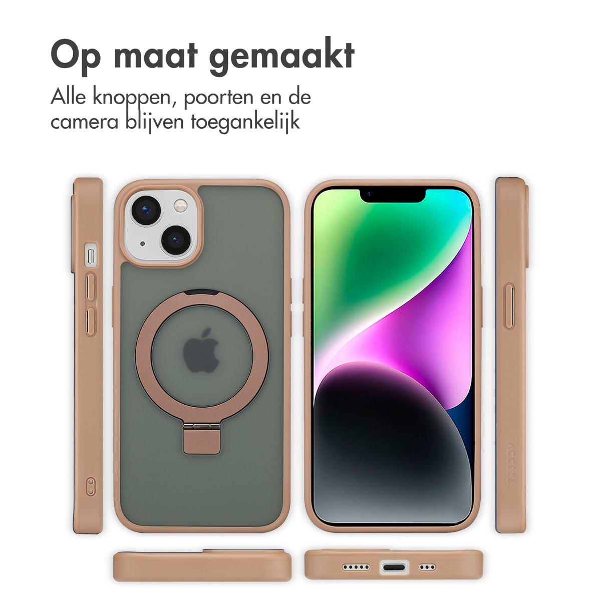 Accezz Ring Stand Backcover met MagSafe Apple iPhone 14 - Brown