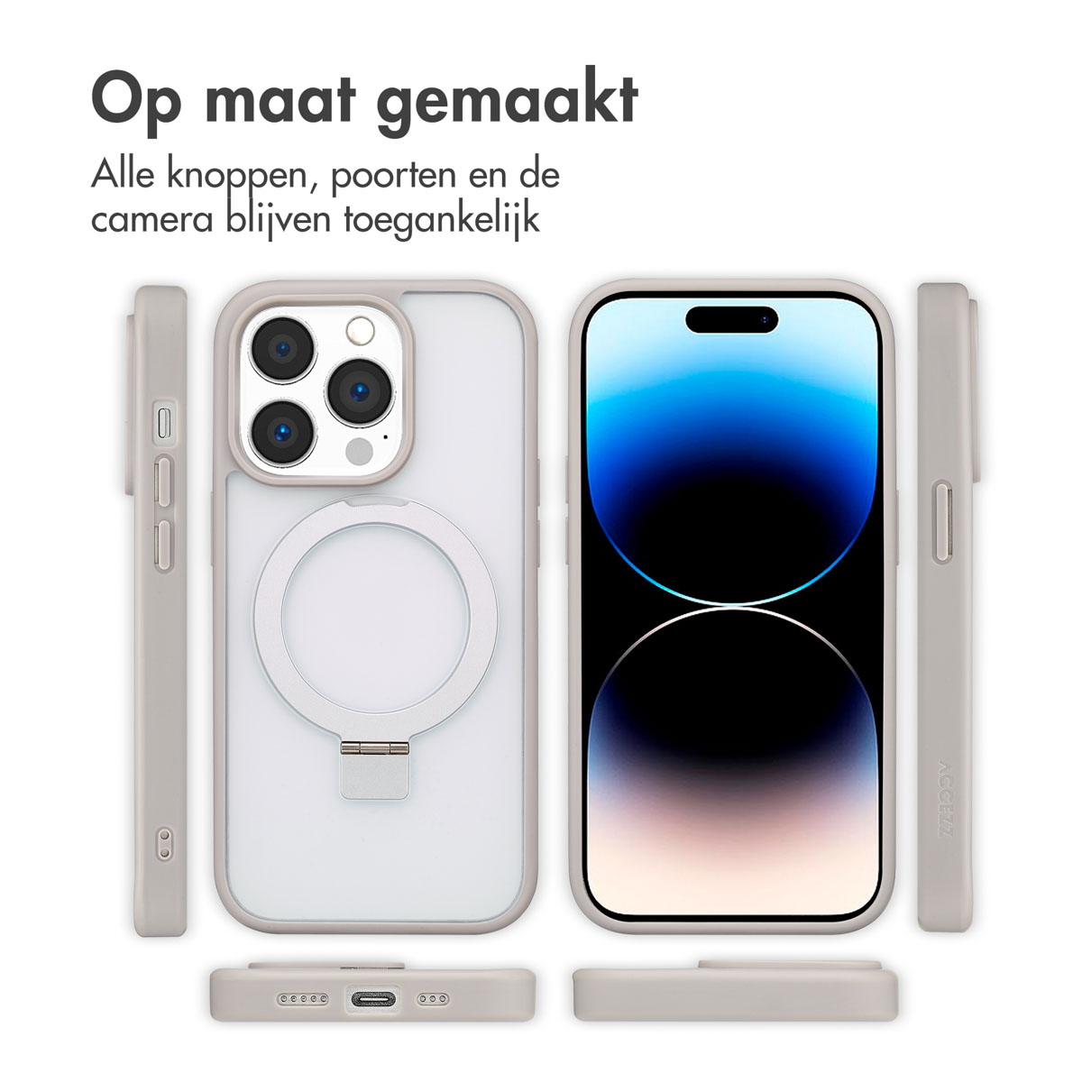 Accezz Ring Stand Backcover met MagSafe Apple iPhone 14 Pro - Grey