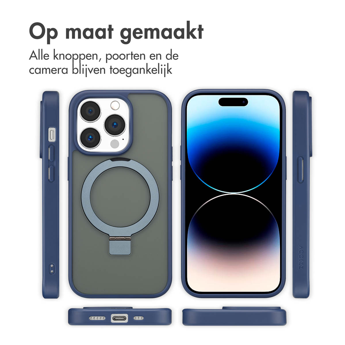 Accezz Ring Stand Backcover met MagSafe Apple iPhone 14 Pro - Blue