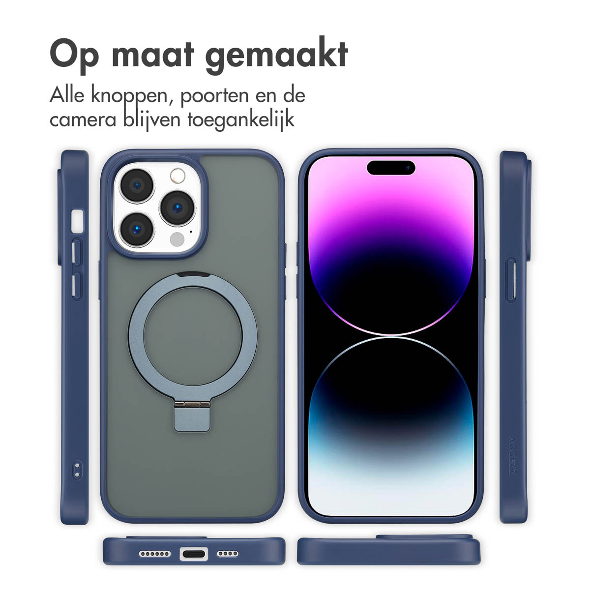 Accezz Ring Stand Backcover met MagSafe Apple iPhone 14 Pro Max - Blue
