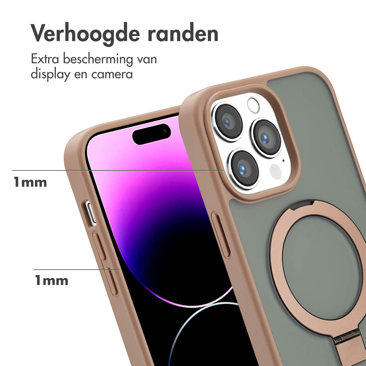 Accezz Ring Stand Backcover met MagSafe Apple iPhone 14 Pro Max - Brown