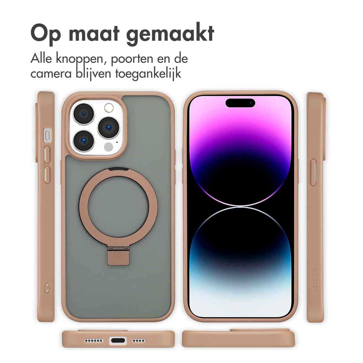 Accezz Ring Stand Backcover met MagSafe Apple iPhone 14 Pro Max - Brown