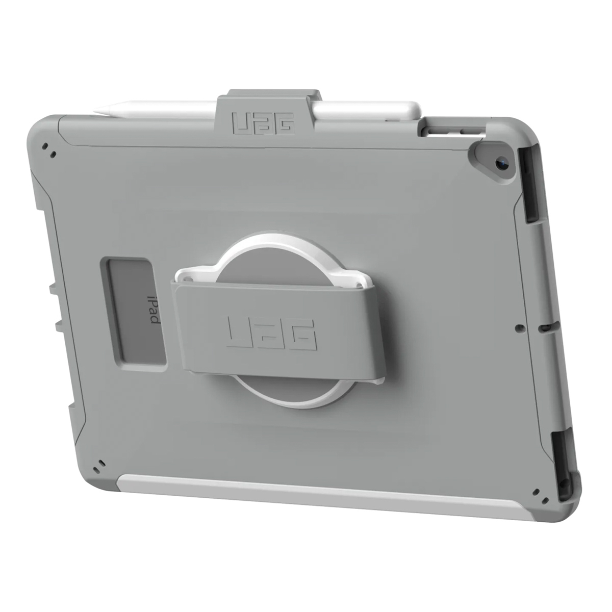 UAG Scout Healthcare backcover met strap Apple iPad 9 (2021) 10.2 inch / iPad 8 (2020) 10.2 inch / iPad 7 (2019) 10.2 inch - Wit / Grijs