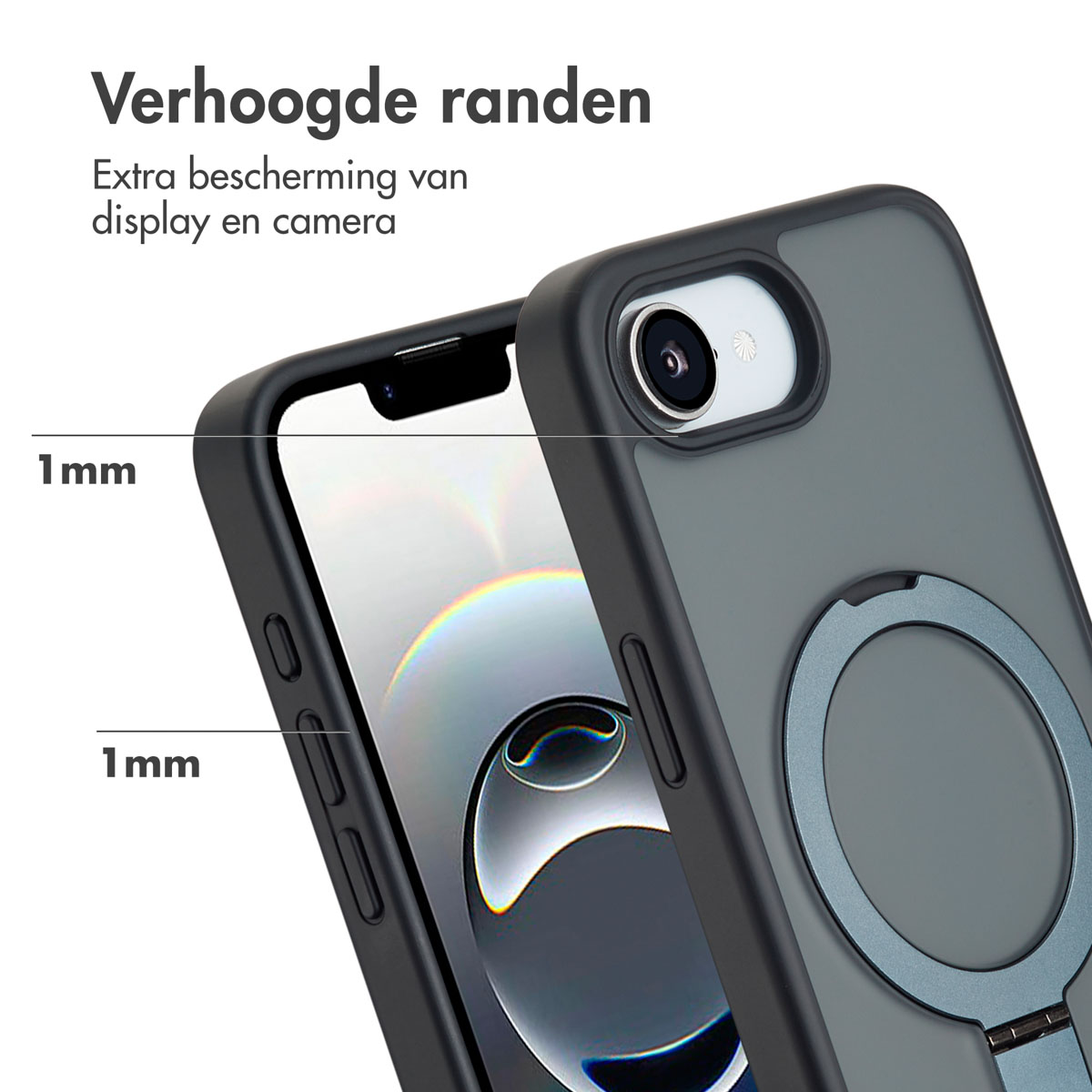 Accezz Ring Stand Backcover met MagSafe Apple iPhone 16e - Zwart