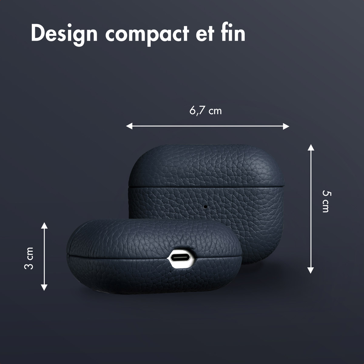 Accezz Echt Leren Case AirPods Pro - Donkerblauw